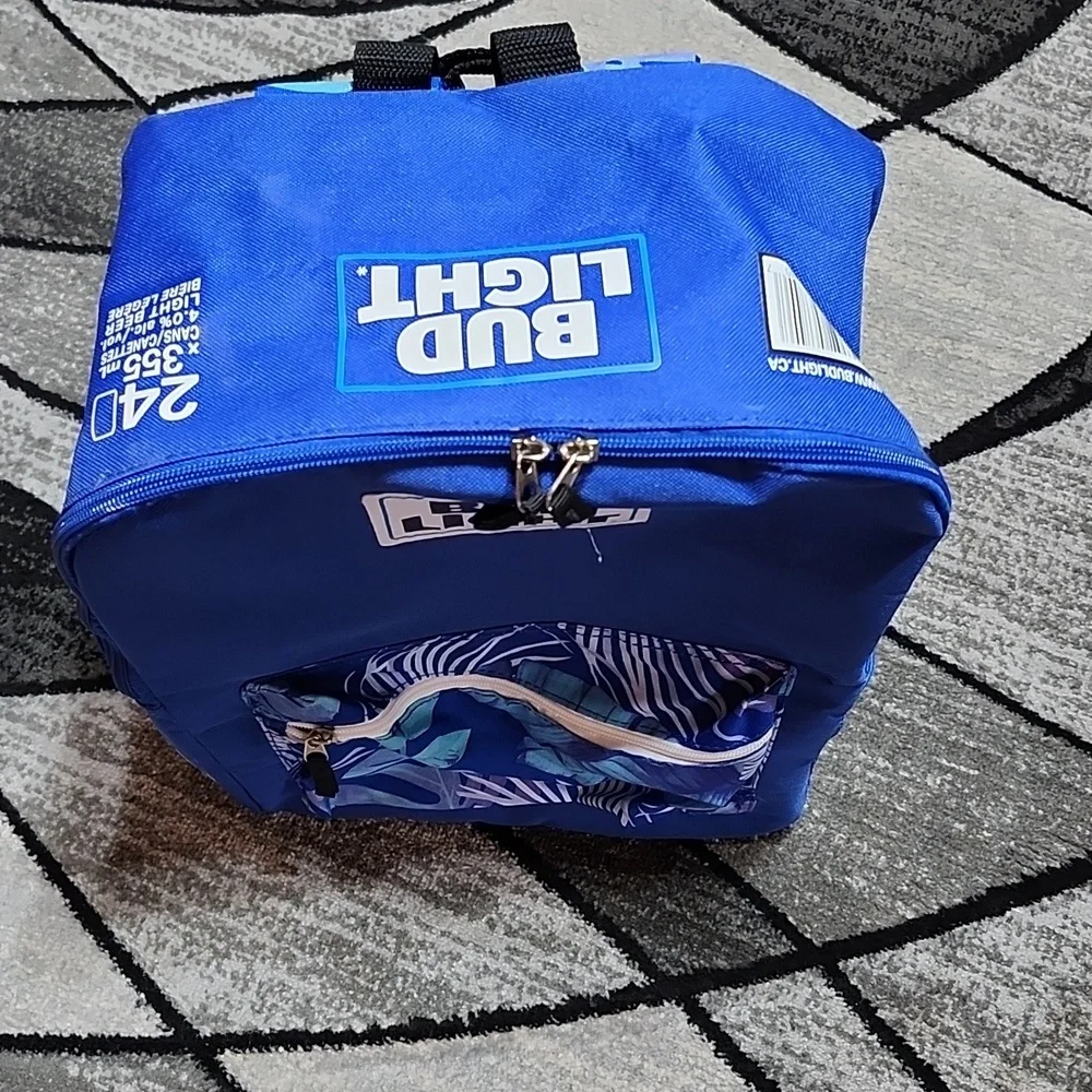 BUD LIGHT BLUE TROPICAL 24-CAN PADDED SOFTSIDE INSULATED COOLER BACKPACK UNISEX